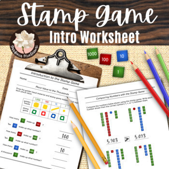 Preview of Montessori Stamp Game Intro - Montessori Math Operations Place  Value Numeration