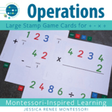 Montessori Math Operations Task Cards Bundle, Stamp Game, 