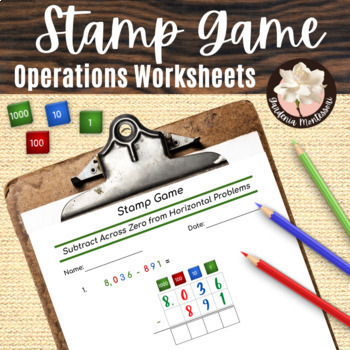 Preview of Montessori Stamp Game Worksheets Montessori Math Operations Printable Materials