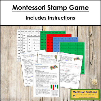 Preview of Montessori Stamp Game with Instructions - Math Operations
