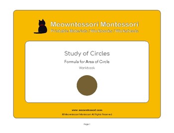 Preview of Montessori Study of Circles: Formula for Area of Circle Workbook