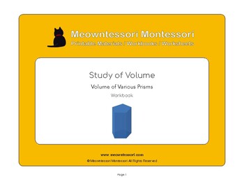 Preview of Montessori Study of Volume: Various Prisms Workbook