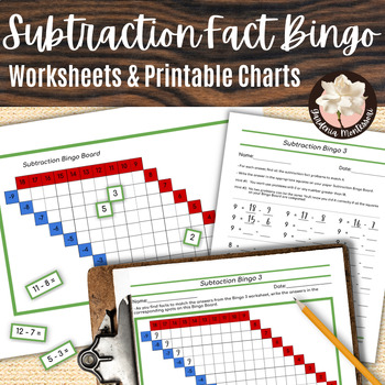 Preview of Montessori Subtraction Facts Bingo Subtraction within 20 Montessori Math Charts