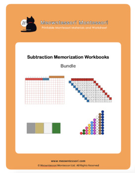 Preview of Montessori Subtraction Memorization Workbooks Bundle