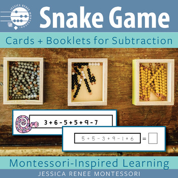 Preview of Montessori Math Subtraction Snake Game Printables, Adding 3 or More Numbers