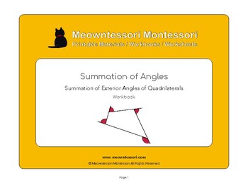 Preview of Montessori Summation of Exterior Angles of Quadrilaterals Workbook