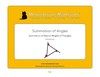 Preview of Montessori Summation of Exterior Angles of Triangles Workbook