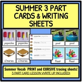 Montessori Summer 3 Part Cards and Writing Practice Sheets