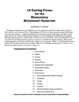 Preview of Montessori Tastings Pack with 17 Tasting Ideas!
