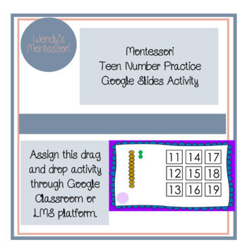 Preview of Montessori Teen Number Practice Google Slides Digital Activity
