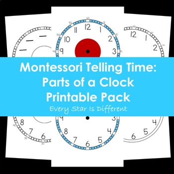 Preview of Montessori Telling Time: Parts of a Clock Printable Pack