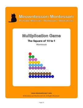 Preview of Montessori Multiplication Game: The Square of 10 to 1 Workbook