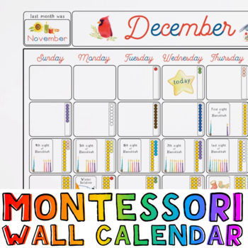 Preview of Montessori-Themed Giant Wall Calendar, Perpetual Calendar, Calendar ONLY