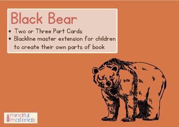 Preview of Montessori Three Part Cards-Black Bear