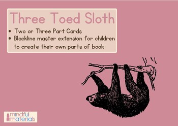 Preview of Montessori Three Part Cards-Three Toed Sloth