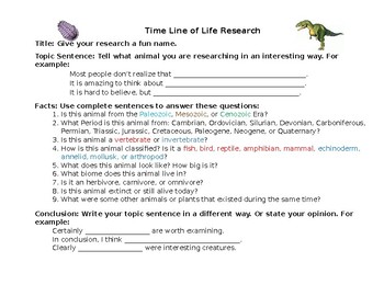 Preview of Montessori Time Line of Life Research Guide