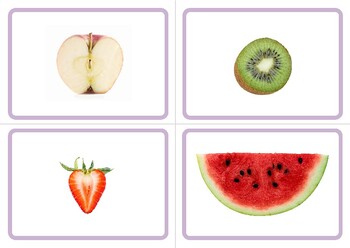 Preview of Montessori Toddler Fruit Matching •Flash Cards • Inside & Outside• Real pictures