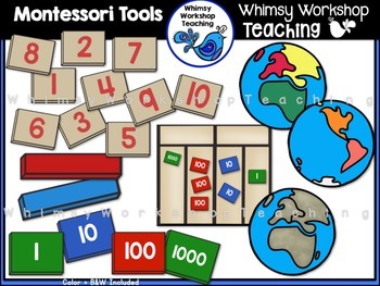 Preview of Montessori Tools Clip Art - Whimsy Workshop Teaching