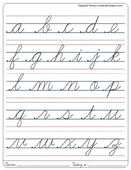 Preview of Montessori Tracing small cursive letters in one letter page.