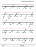 Montessori Tracing small cursive letters in one letter page.