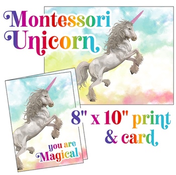 Preview of Montessori Unicorn Teacher Gift, 8" x 10" Printable Art, Quirky Gift