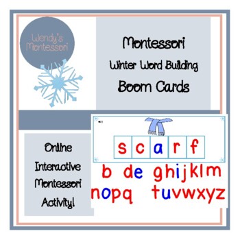 Preview of Montessori Winter Word Building Boom Cards