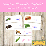 Montessori Wooden CURSIVE Moveable Alphabet Sound Cards Bu