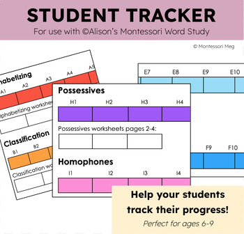 Preview of Montessori Word Study Student Tracker