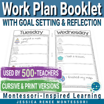 Preview of Montessori Work Plan: Weekly Progress Journal, Student Goal Setting & Reflection
