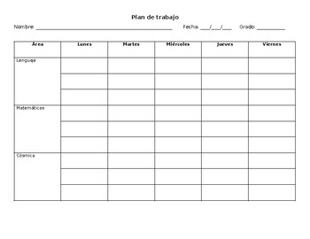 Preview of Montessori Work Plan Spanish
