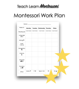 Preview of Montessori Work Plan (Weekly) with Visuals