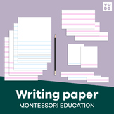 Montessori Writing Paper Bundle, Pink wide-lined paper and