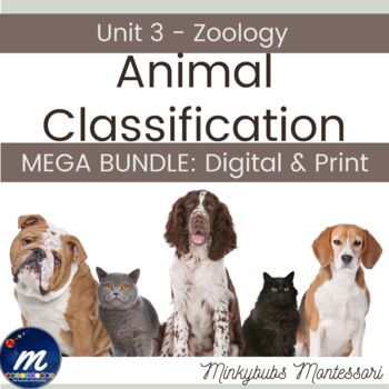 Preview of Montessori Zoology Animal Classification Bundle Interactive Media Printables 