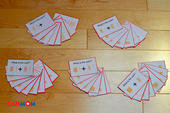 Preview of Montessori dynamic addition command card. Graphic task card for golden bead sys