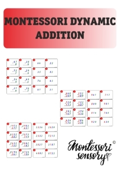 Preview of Montessori dynamic addition equation cards with control - 90 cards