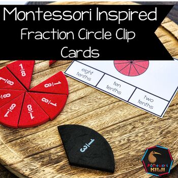 Preview of Montessori fraction circle clip cards