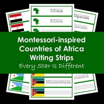Preview of Montessori-inspired Countries of Africa Writing Strips