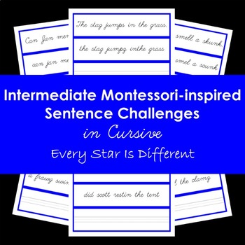 Preview of Montessori-inspired Intermediate Sentence Challenges in Cursive