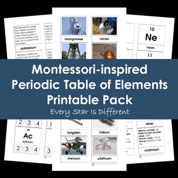 Preview of Montessori-inspired Periodic Table of Elements Printable Pack