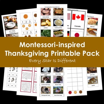Preview of Montessori-inspired Thanksgiving Printable Pack
