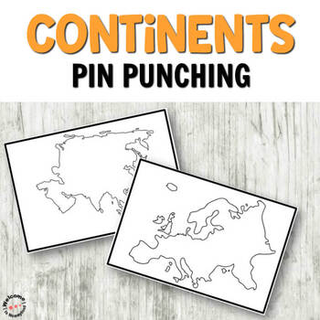 Preview of Montessori inspired continents push pin (pin poking) cards