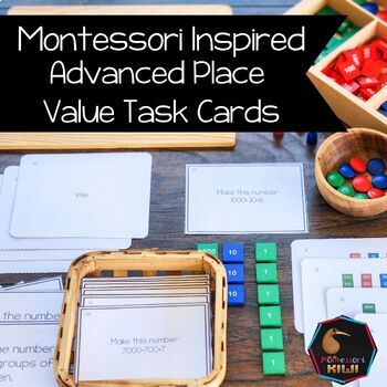 Preview of Montessori math: advanced place value task cards SET 1