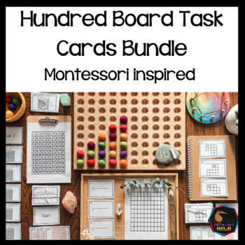 Preview of Montessori math: hundreds board task cards Bundle