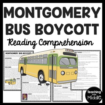 Montgomery Bus Boycott and Civil Rights Reading Comprehension Rosa Parks