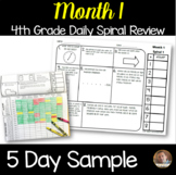 **Month 1** Math Spiral Review 5-Day SAMPLE: Daily Math fo