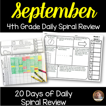 Preview of September Math Spiral Review (MONTH 1): Daily Math for 4th Grade