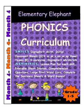 Preview of PHONICS-MONTH 4--Elementary Elephant Curriculum-Intervention/Special Ed./RTI