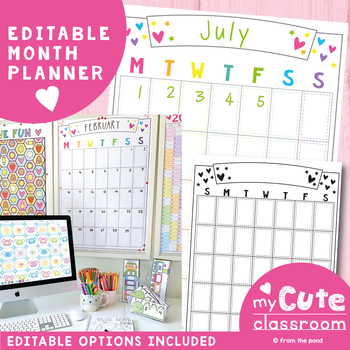 Preview of Month Planner - Editable + Poster and Page Size Options