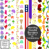 Monthly Doodle Borders Month PNG Seasonal Holiday Commerci