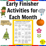 Month-by-Month Early Finisher Activities